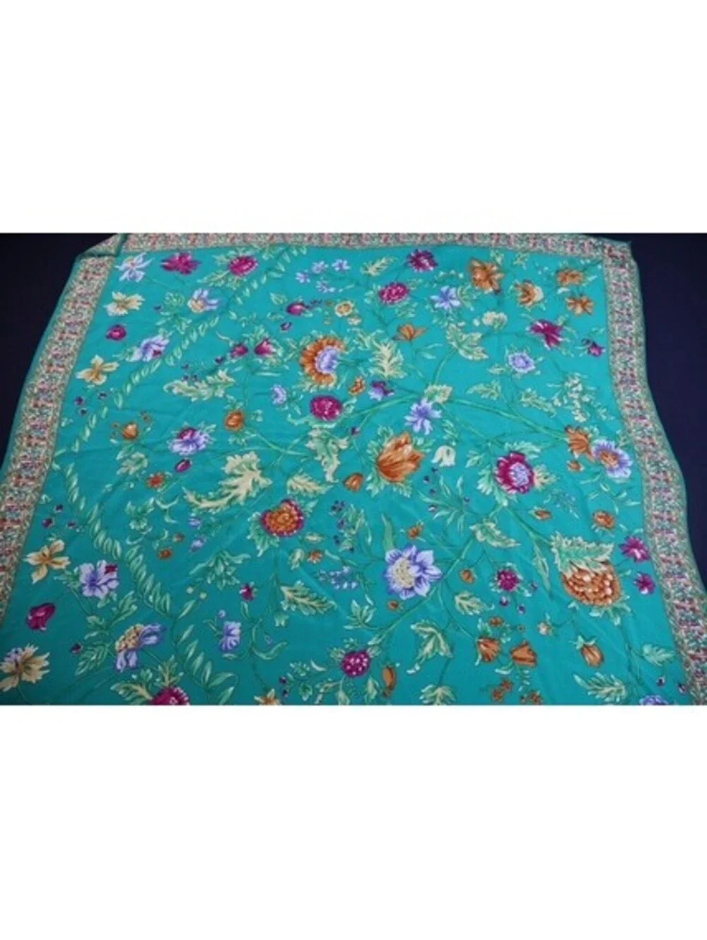 Set of Five Vintage Floral and Patterned Scarves: Silk, wool